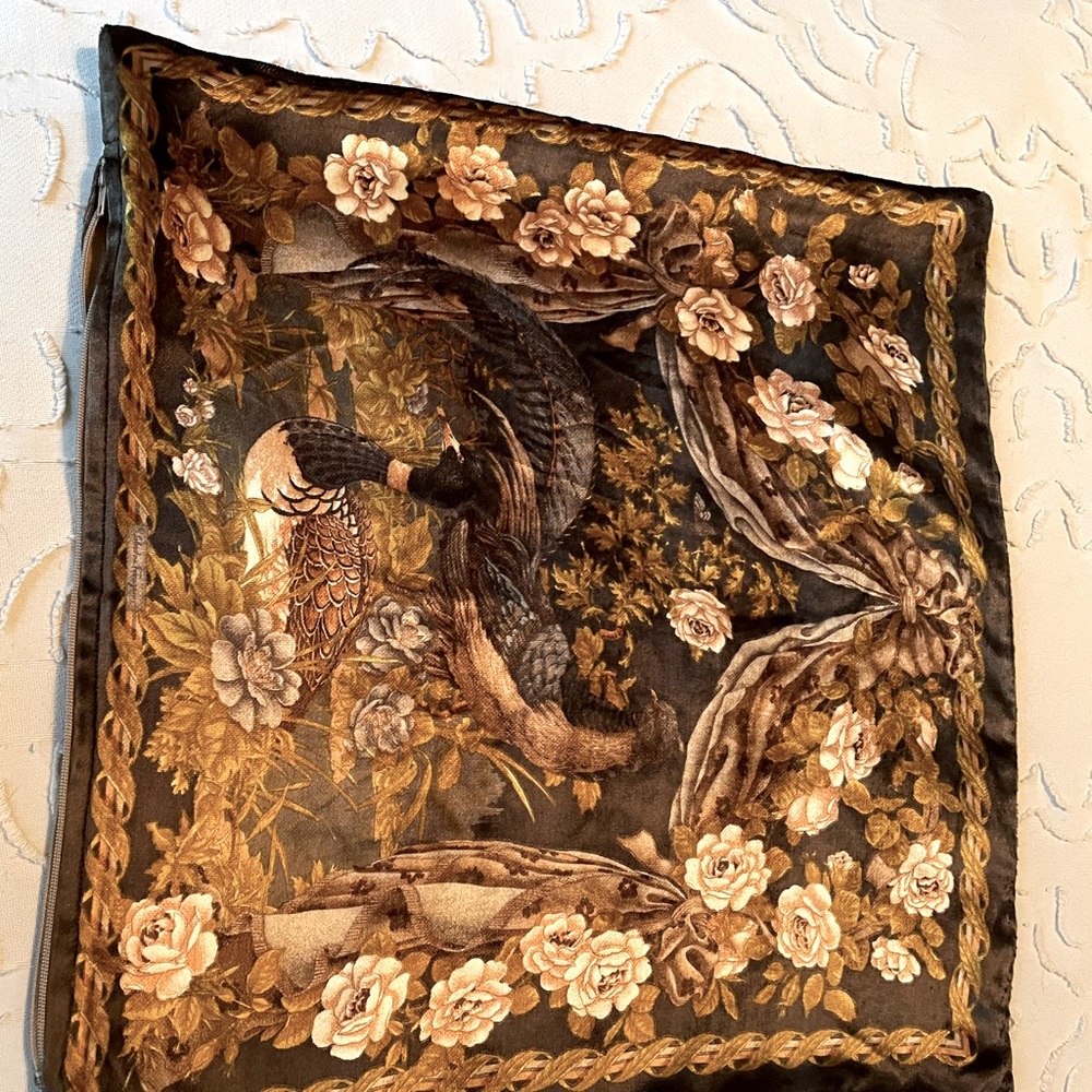 Salvatore Ferragamo velvet pillow case Made from archives scarfs , 16x16 .
